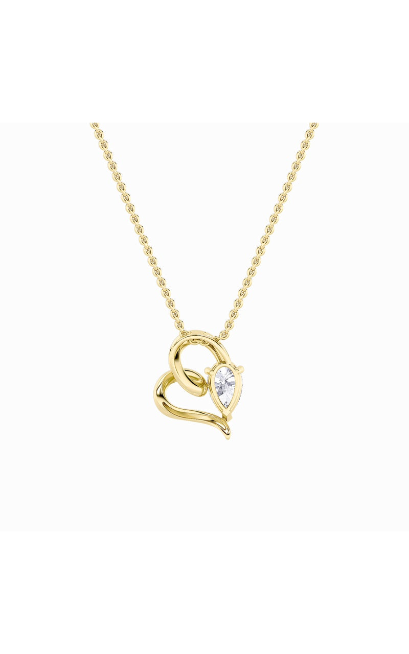 2CTW Pear Shaped Lab Grown Diamond (F/VS) Heart Shaped Pendant in 14K Gold