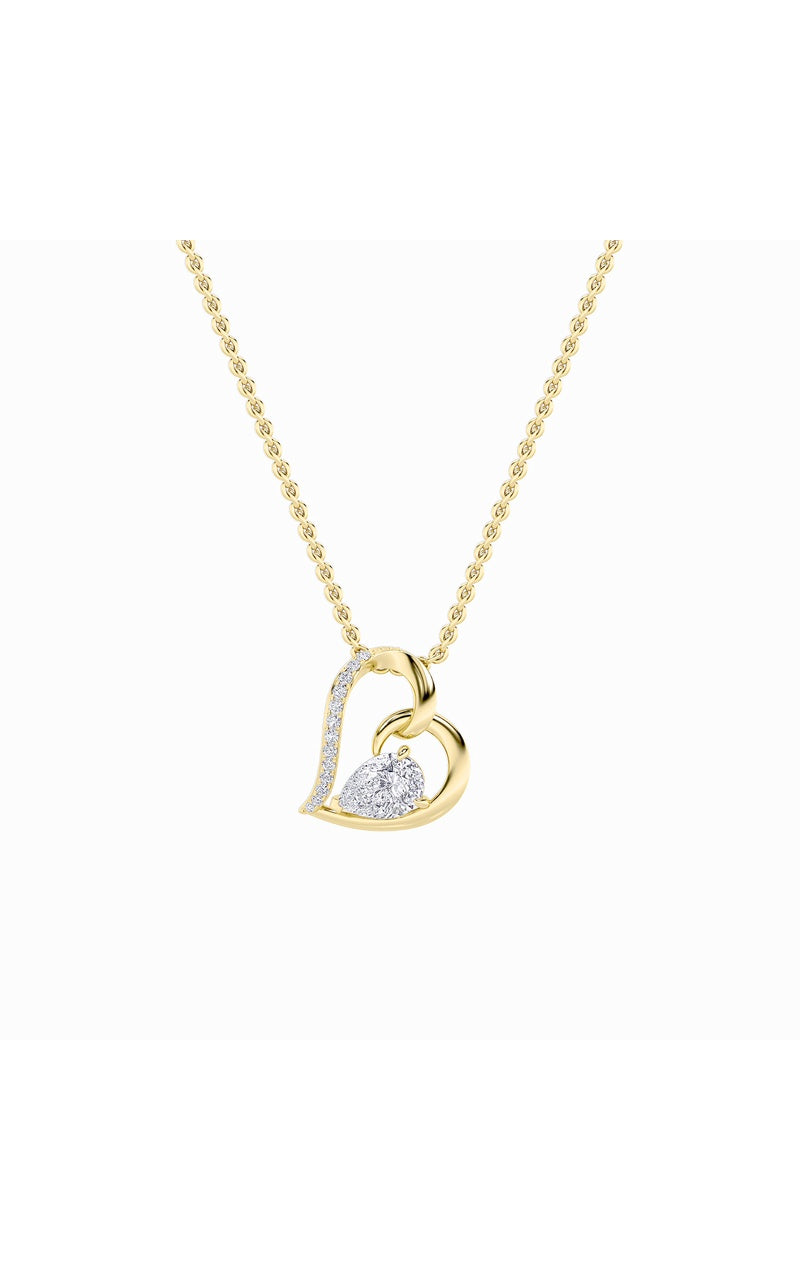 2CTW Pear Shaped Lab Grown Diamond (F/VS) Heart Shaped Pendant in 14K Gold