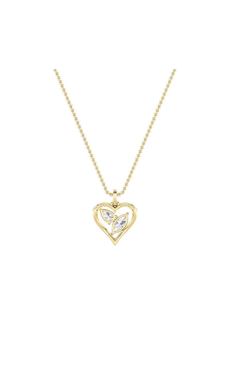 2.5CTW Marquise Shaped Lab Grown Diamond (F/VS) Heart Shaped Pendant in 14K Gold