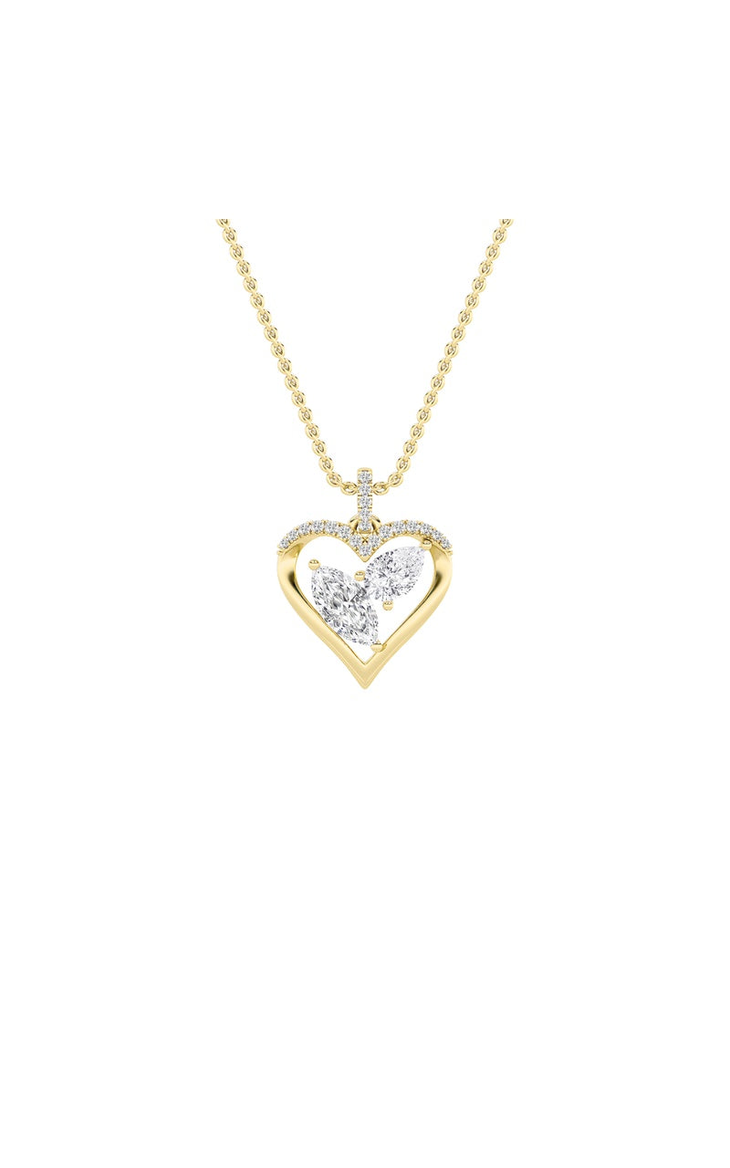 2.5CTW Marquise Shaped Lab Grown Diamond (F/VS) Heart Shaped Pendant in 14K Gold