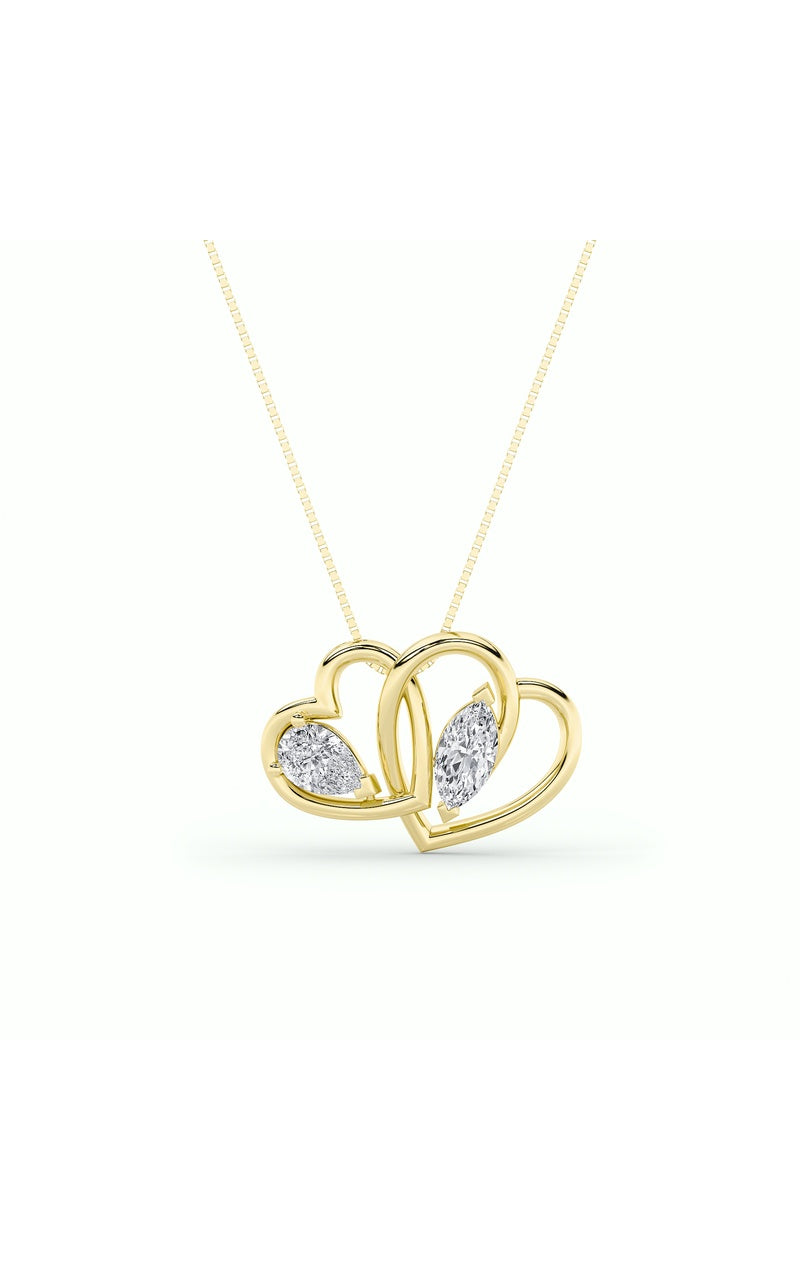 2CTW Marquise Shaped Lab Grown Diamond (F/VS) Heart Shaped Pendant in 14K Gold