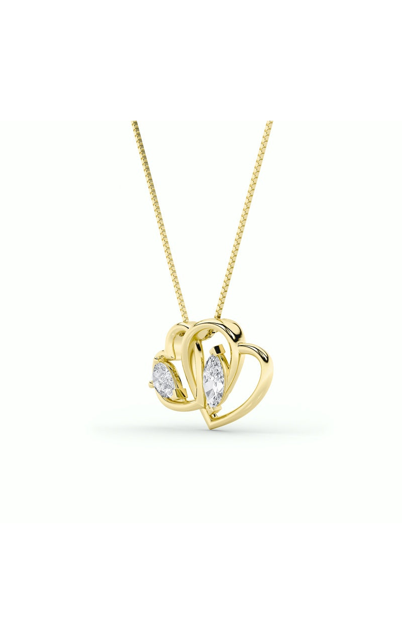 2CTW Marquise Shaped Lab Grown Diamond (F/VS) Heart Shaped Pendant in 14K Gold