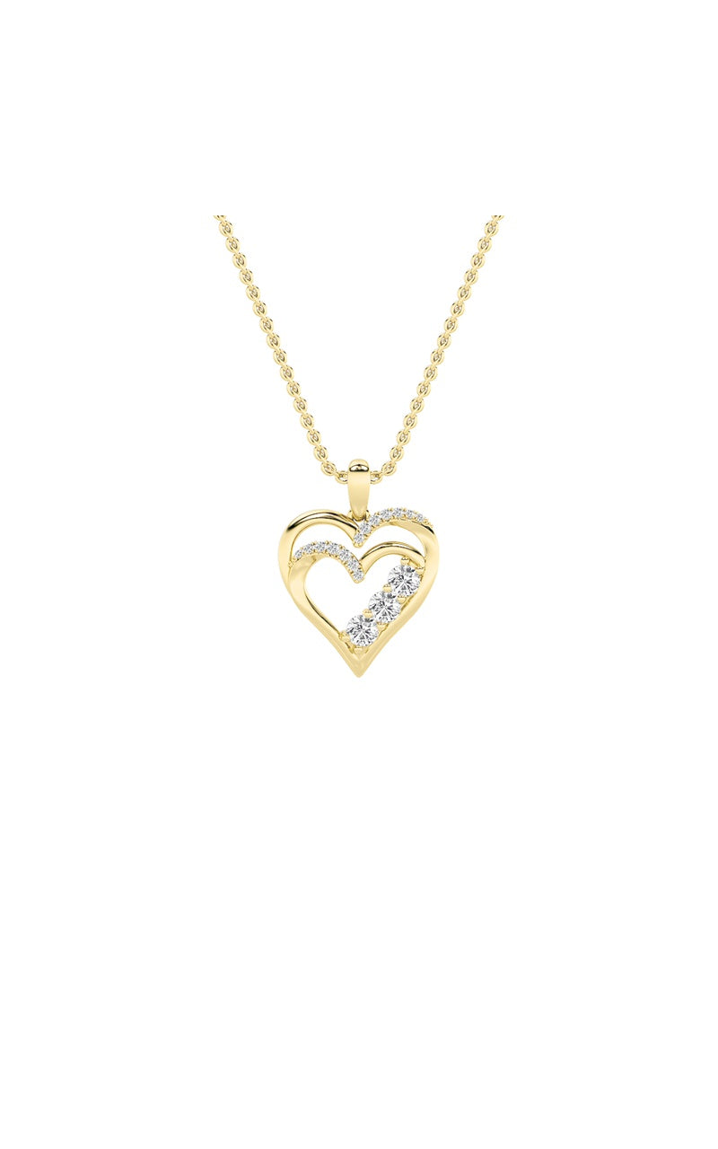 1CTW Round Shaped Lab Grown Diamond (F/VS) Heart Shaped Pendant in 14K Gold