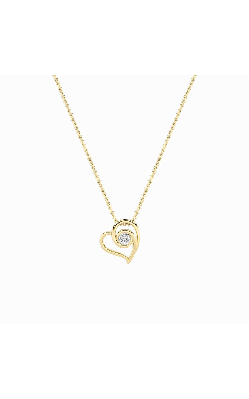 1CTW Round Shaped Lab Grown Diamond (F/VS) Heart Shaped Pendant in 14K Gold