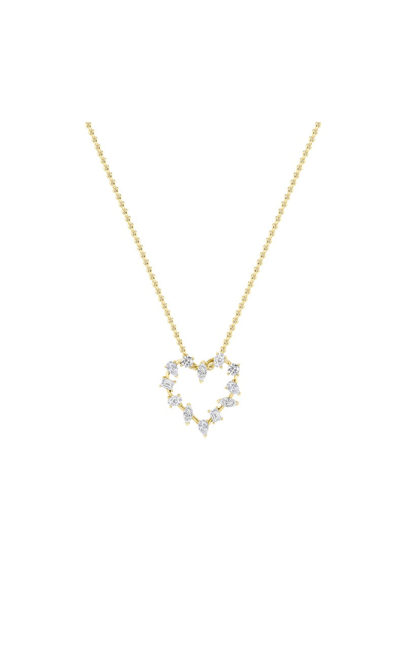 2.5CTW Emerald Shaped Lab Grown Diamond (F/VS) Heart Shaped Pendant in 14K Gold