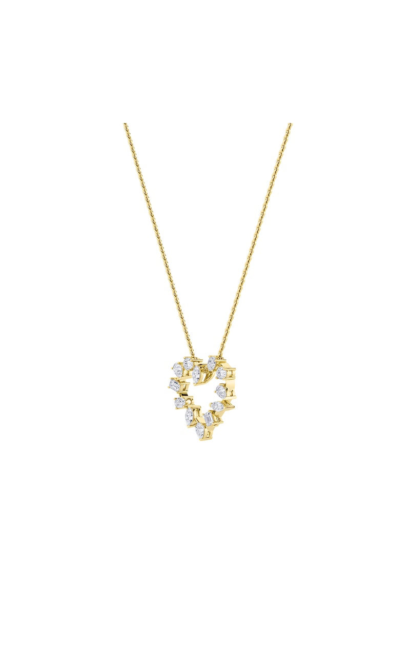 2.5CTW Emerald Shaped Lab Grown Diamond (F/VS) Heart Shaped Pendant in 14K Gold