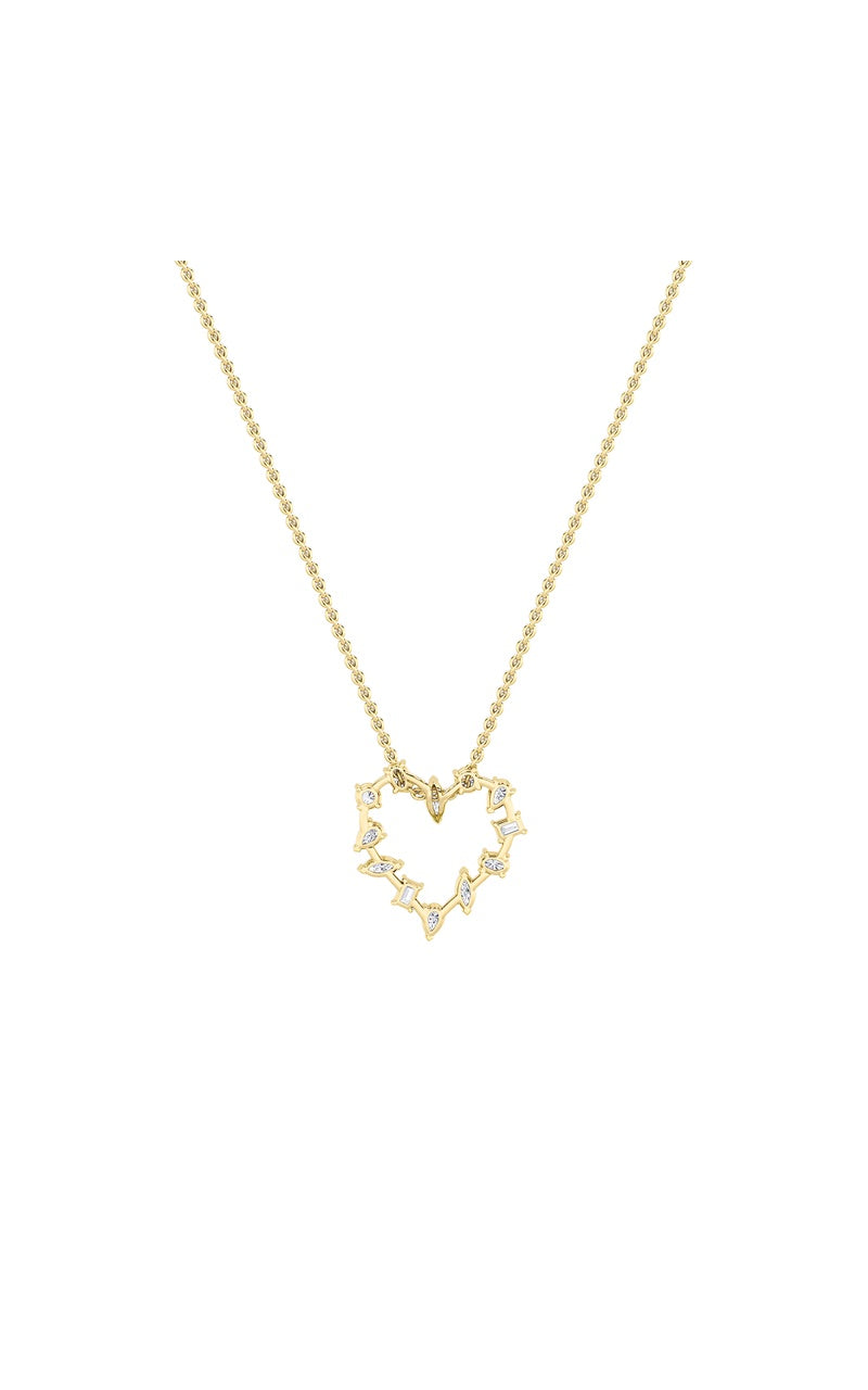 2.5CTW Emerald Shaped Lab Grown Diamond (F/VS) Heart Shaped Pendant in 14K Gold
