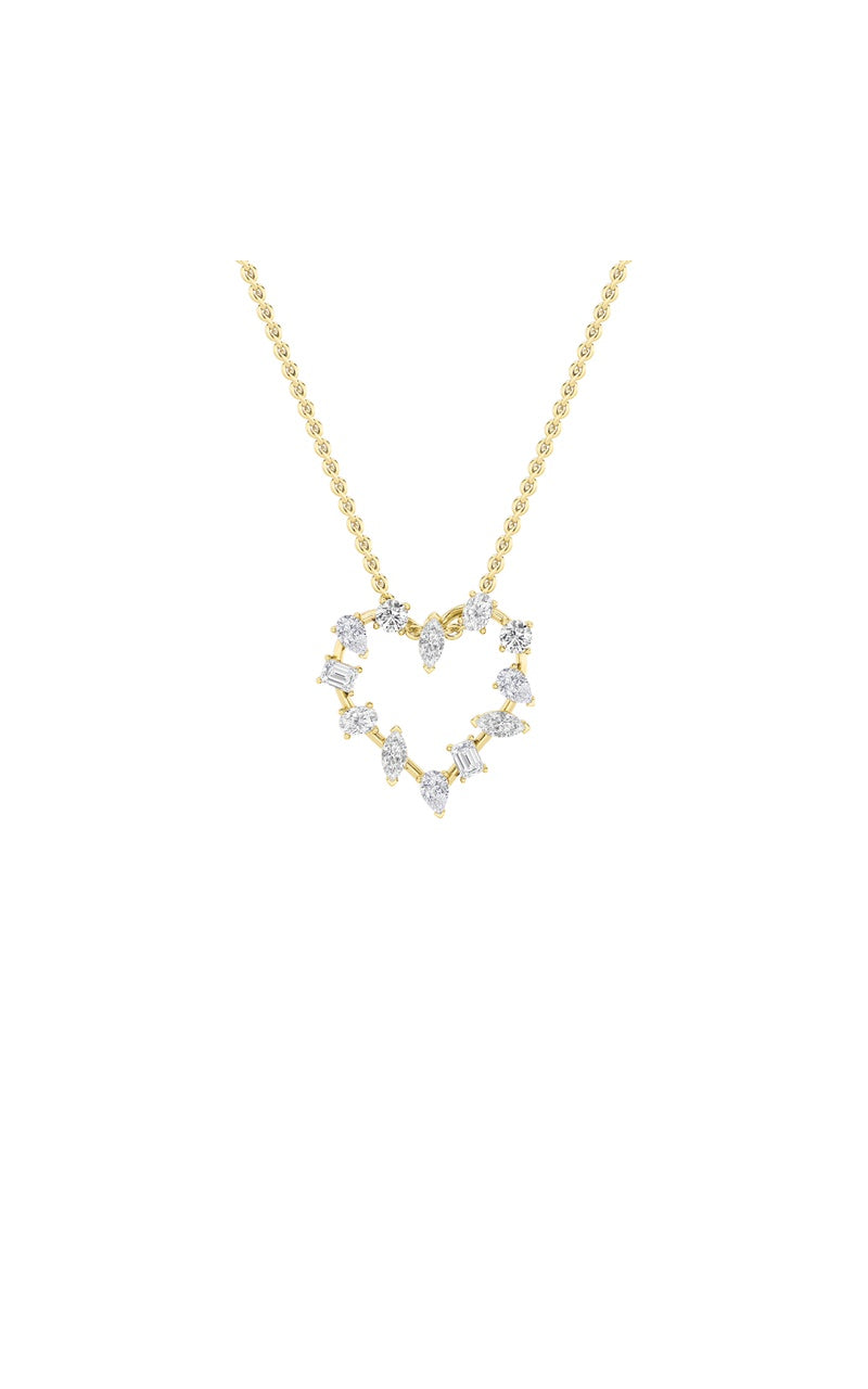 2.5CTW Emerald Shaped Lab Grown Diamond (F/VS) Heart Shaped Pendant in 14K Gold
