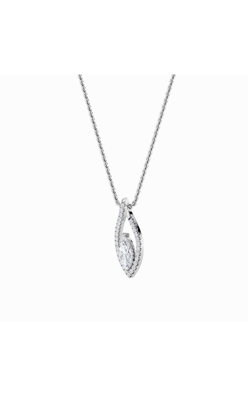 1.25CTW Marquise Shaped Lab Grown Diamond (F/VS) Heart Shaped Pendant in 14K Gold
