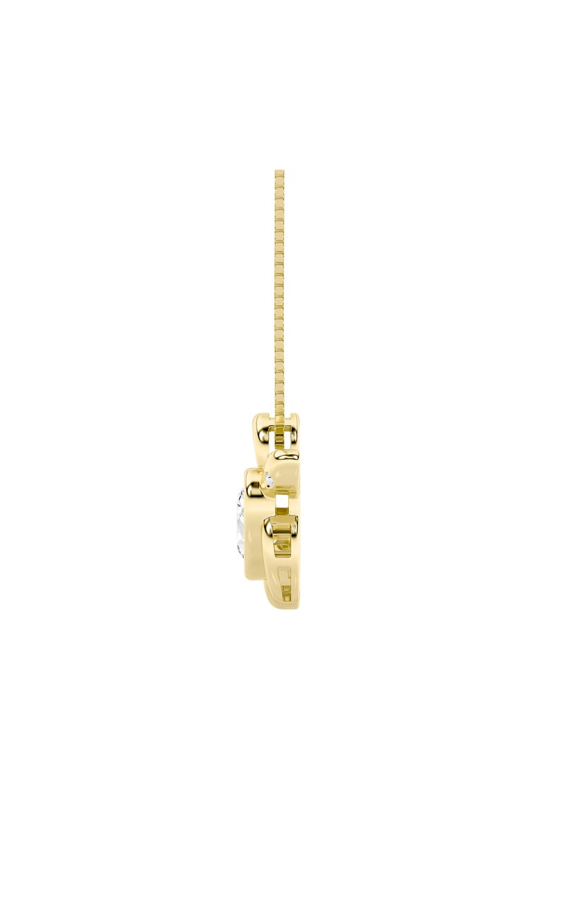 1.5CTW Oval Shaped Lab Grown Diamond (F/VS) Bezel Set Turtle Pendant in 14K Gold