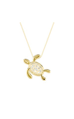 Load image into Gallery viewer, 1.5CTW Oval Shaped Lab Grown Diamond (F/VS) Bezel Set Turtle Pendant in 14K Gold
