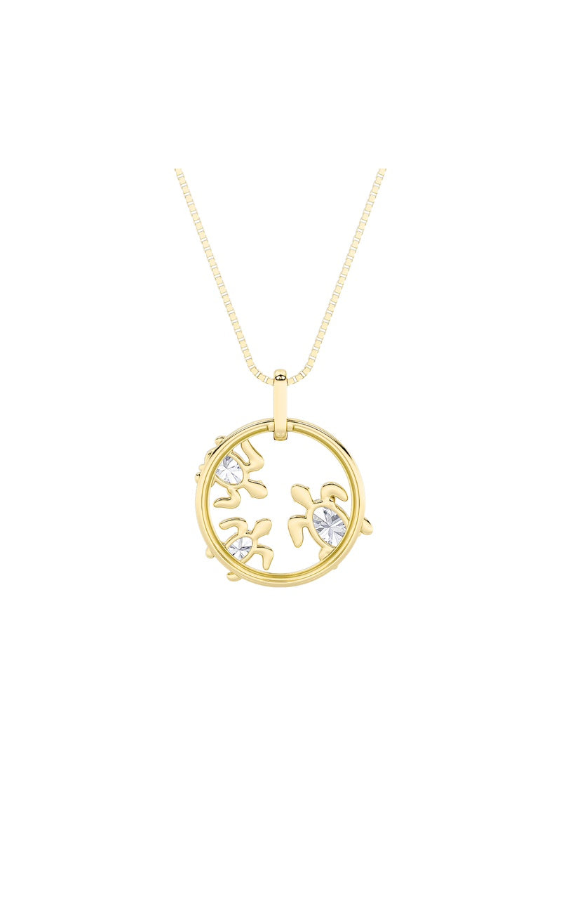 2CTW Oval Shaped Lab Grown Diamond (F/VS) Baby Turtle Pendant in 14K Gold