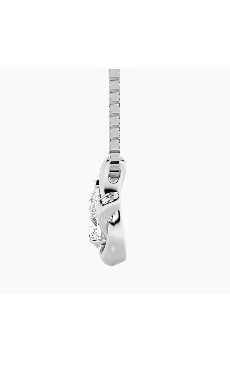 2CTW Pear Shaped Lab Grown Diamond (F/VS) Knot Pendant in 14K Gold