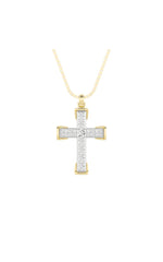 Load image into Gallery viewer, 3CTW Round Shaped Lab Grown Diamond (F/VS) Cross Pendant in 14K Gold
