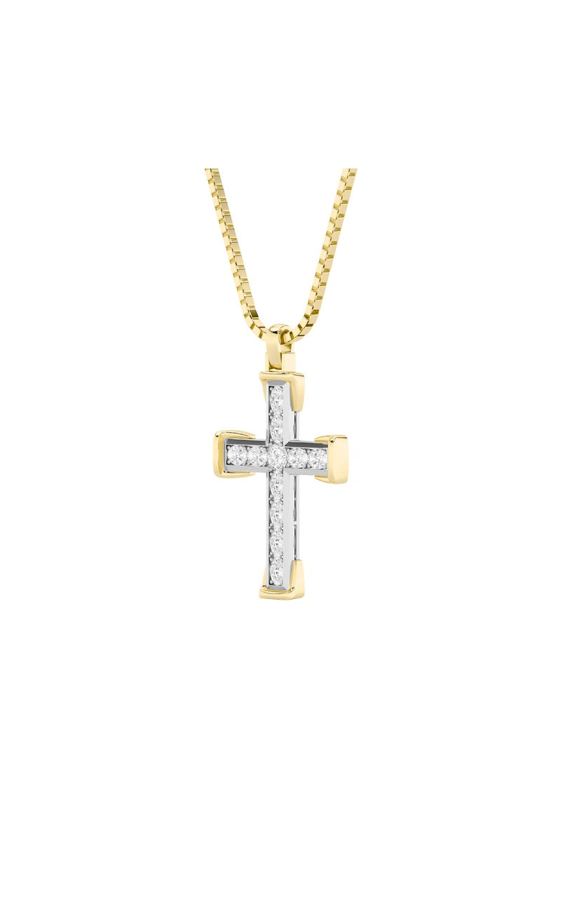3CTW Round Shaped Lab Grown Diamond (F/VS) Cross Pendant in 14K Gold