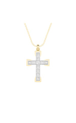 Load image into Gallery viewer, 3CTW Round Shaped Lab Grown Diamond (F/VS) Cross Pendant in 14K Gold
