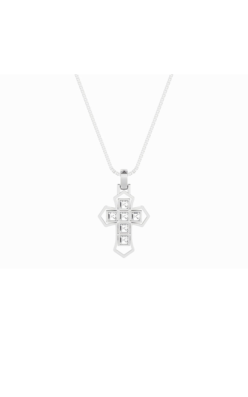 6CTW Asscher Shaped Lab Grown Diamond (F/VS) Cross Pendant in 14K Gold