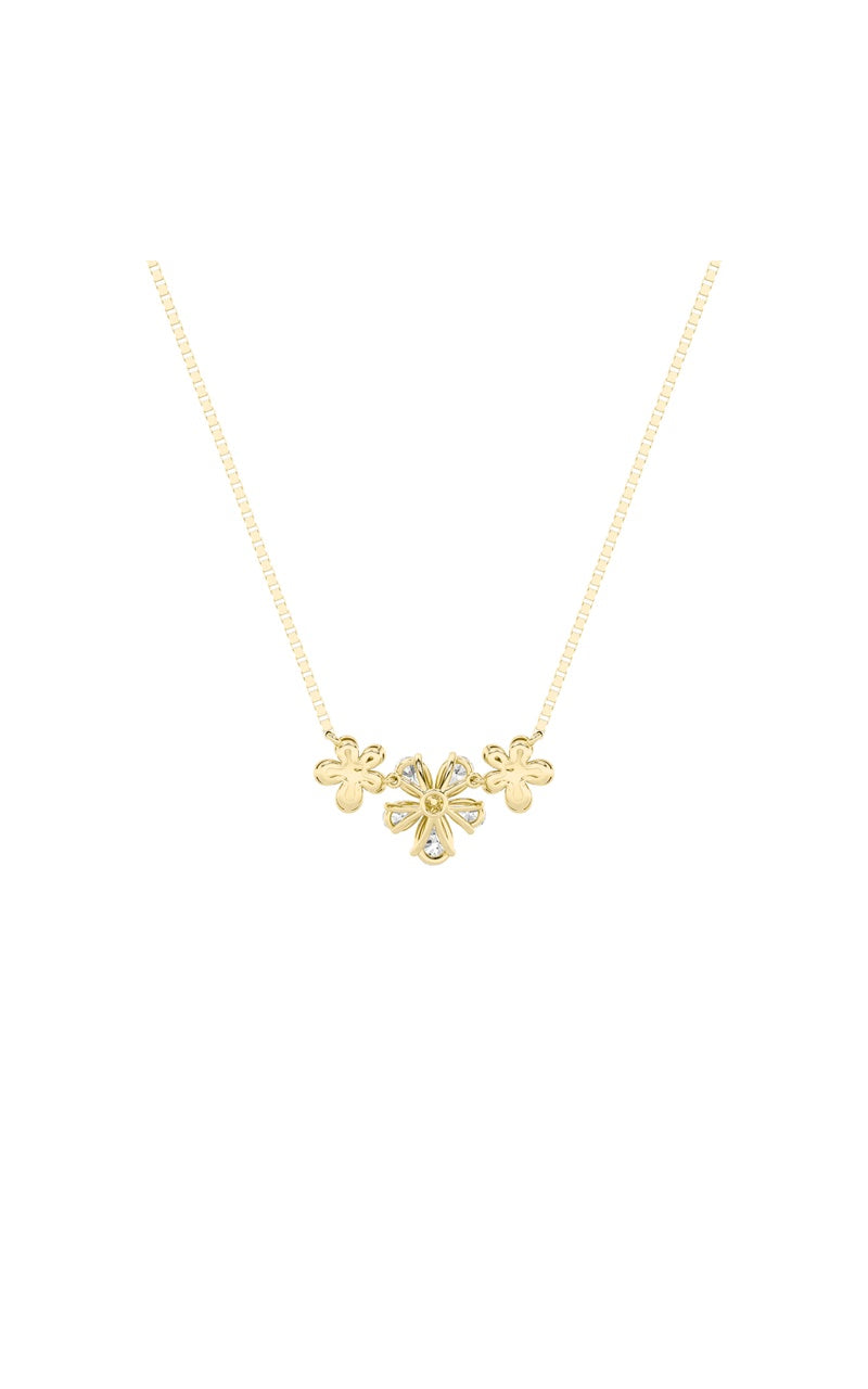 2CTW Pear Shaped Lab Grown Diamond (F/VS) Fancy Flower Necklace in 14K Gold