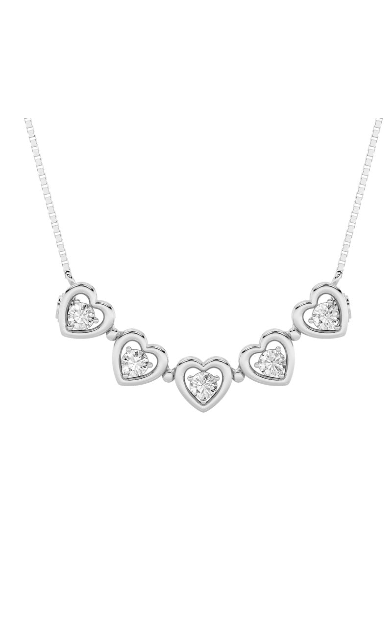1CTW Round Shaped Lab Grown Diamond (F/VS) Heart Shaped Necklace in 14K Gold