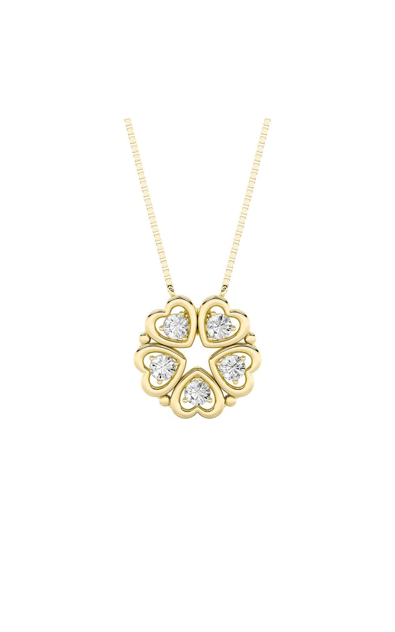 1CTW Round Shaped Lab Grown Diamond (F/VS) Heart Shaped Necklace in 14K Gold