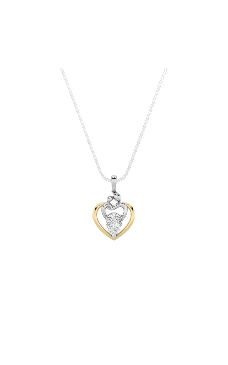 1.5CTW Pear Shaped Lab Grown Diamond (F/VS) Heart Shaped Pendant in 14K Gold