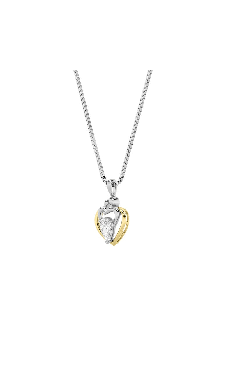 1.5CTW Pear Shaped Lab Grown Diamond (F/VS) Heart Shaped Pendant in 14K Gold