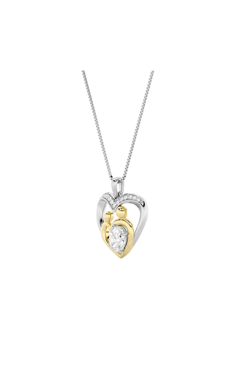 1CTW Oval Shaped Lab Grown Diamond (F/VS) Heart Shaped Pendant in 14K Gold