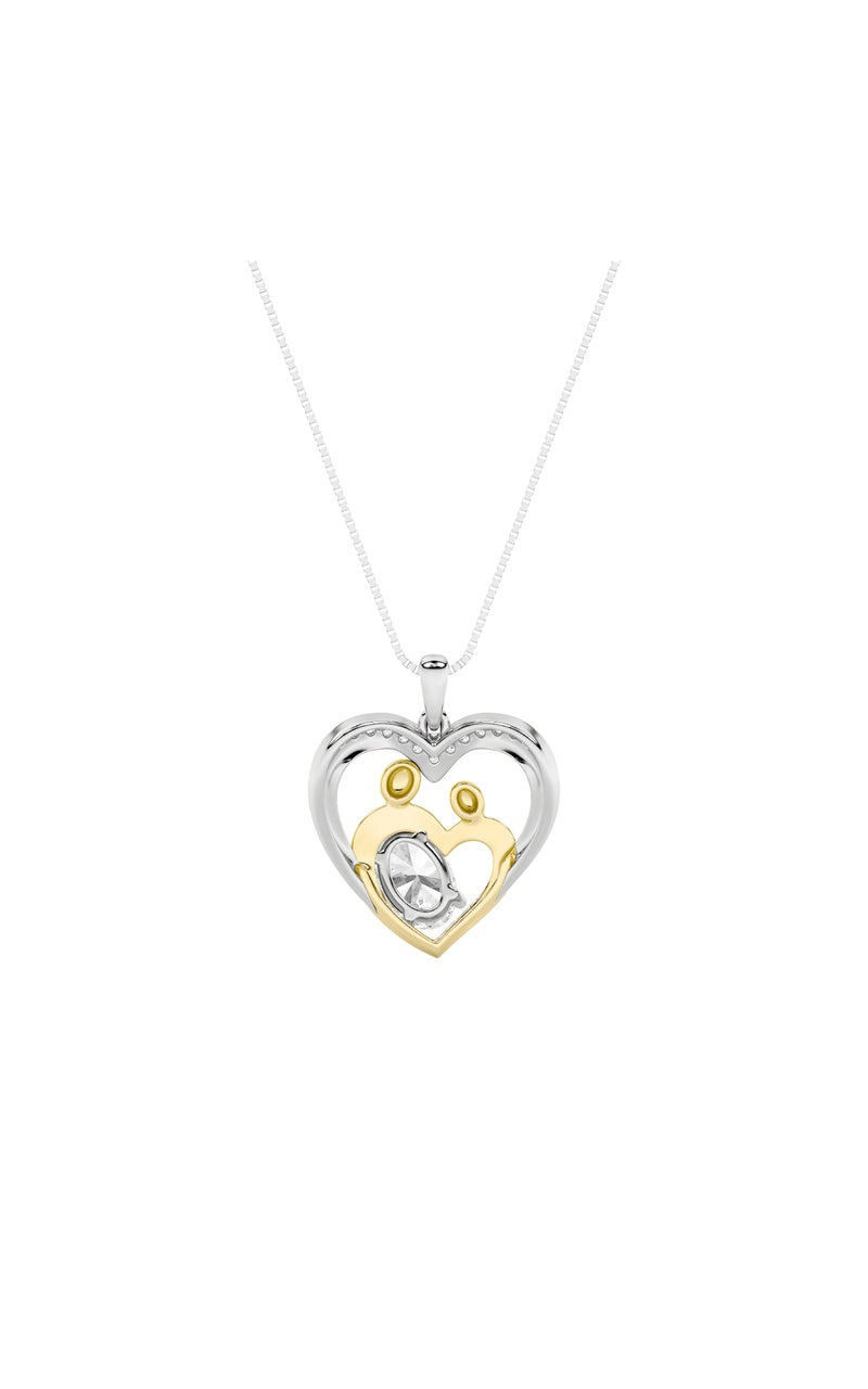 1CTW Oval Shaped Lab Grown Diamond (F/VS) Heart Shaped Pendant in 14K Gold