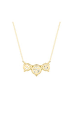 Load image into Gallery viewer, 2CTW Round Shaped Lab Grown Diamond (F/VS) Three Stone Necklace in 14K Gold
