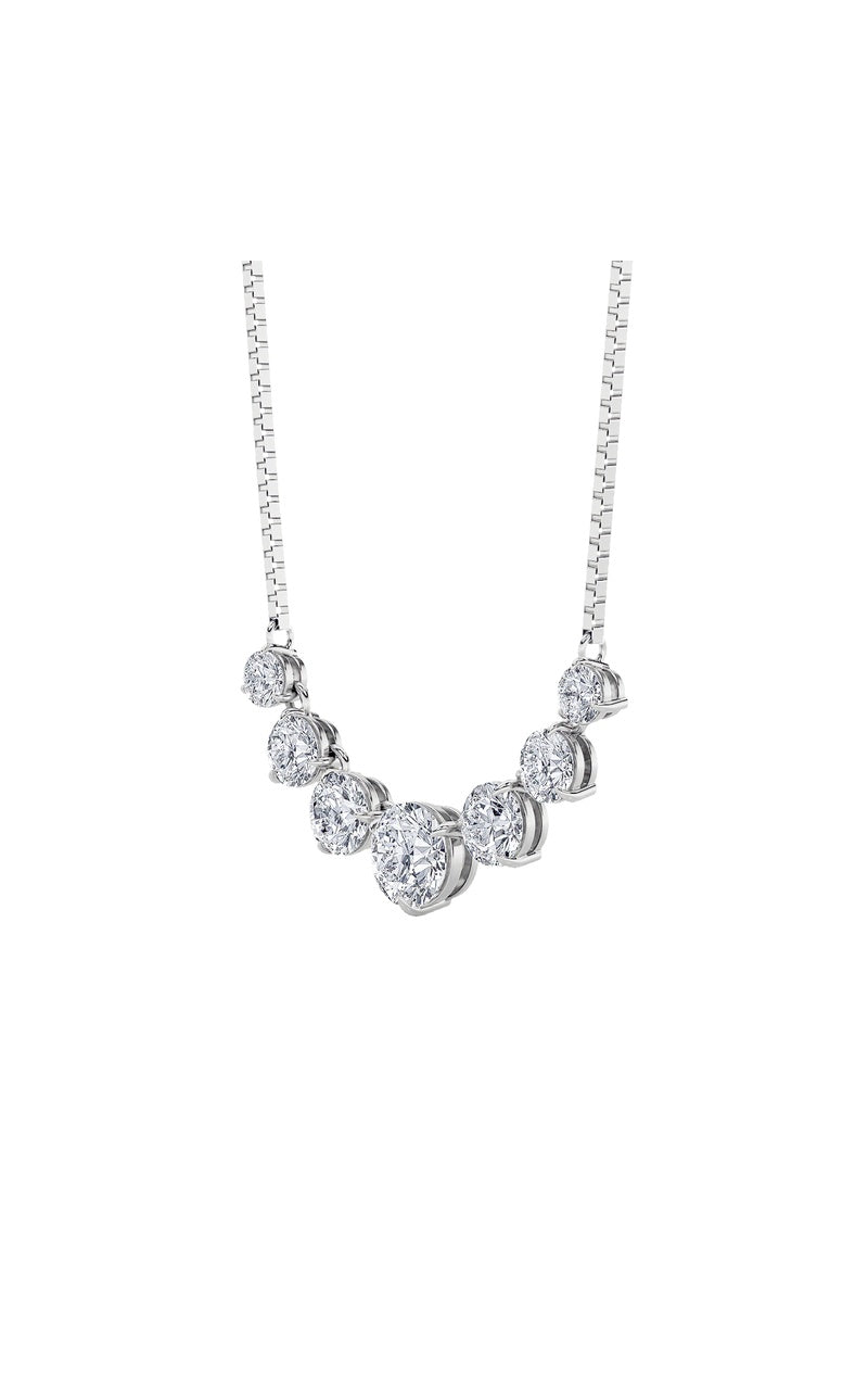4.5CTW Round Shaped Lab Grown Diamond (F/VS) Seven Stone Necklace in 14K Gold