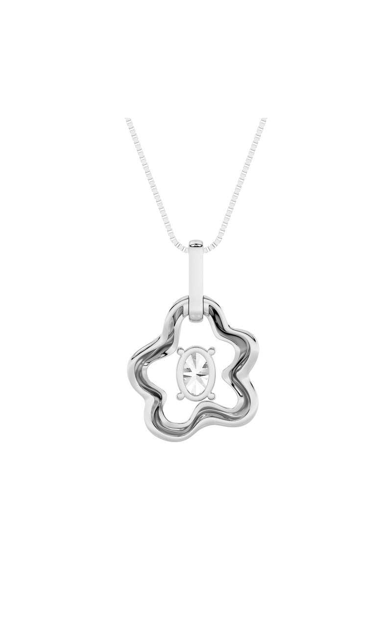 1CTW Oval Shaped Lab Grown Diamond (F/VS) Organic Design Solitaire Pendant in 14K Gold