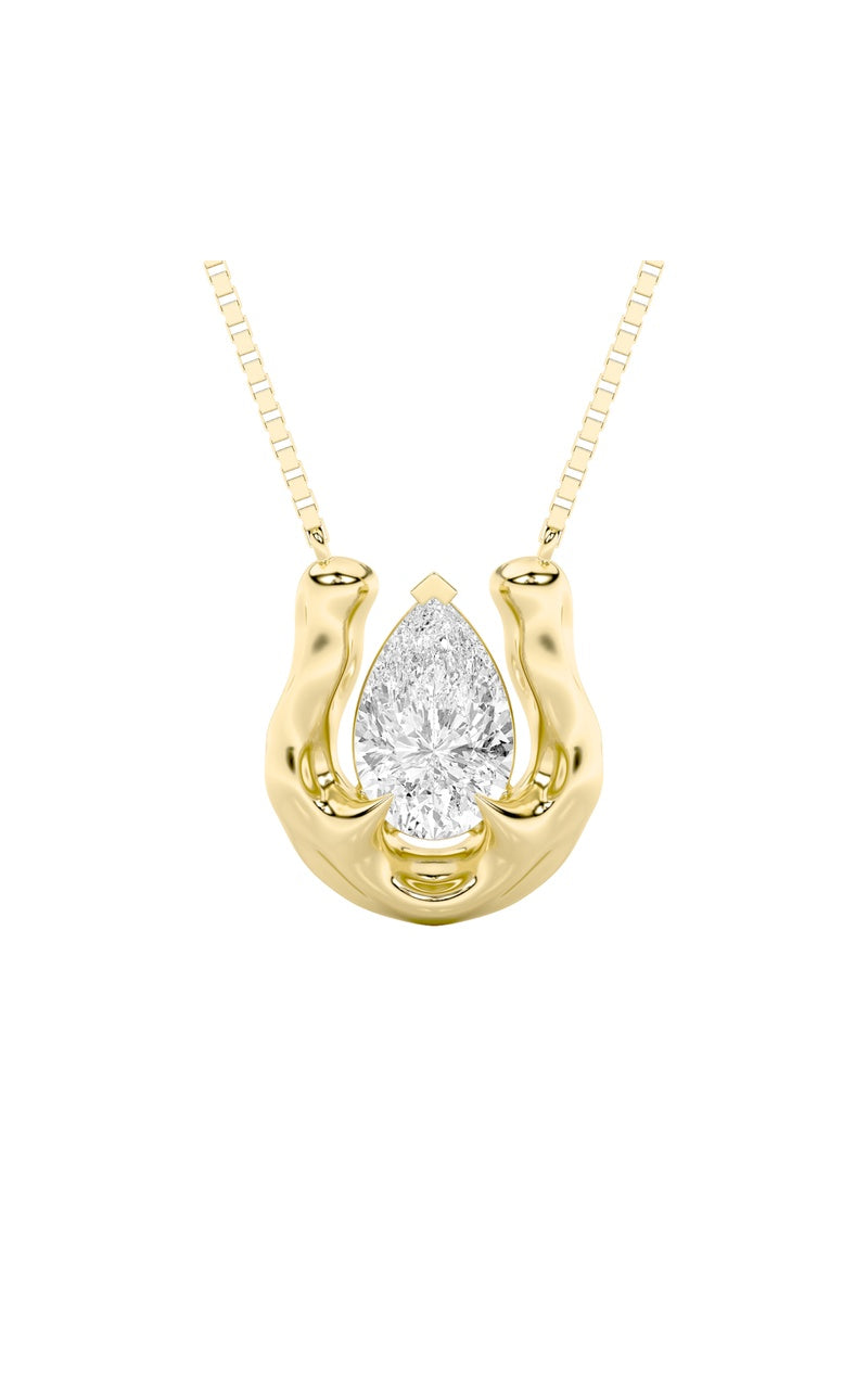 1CTW Pear Shaped Lab Grown Diamond (F/VS)  Necklace in 14K Gold