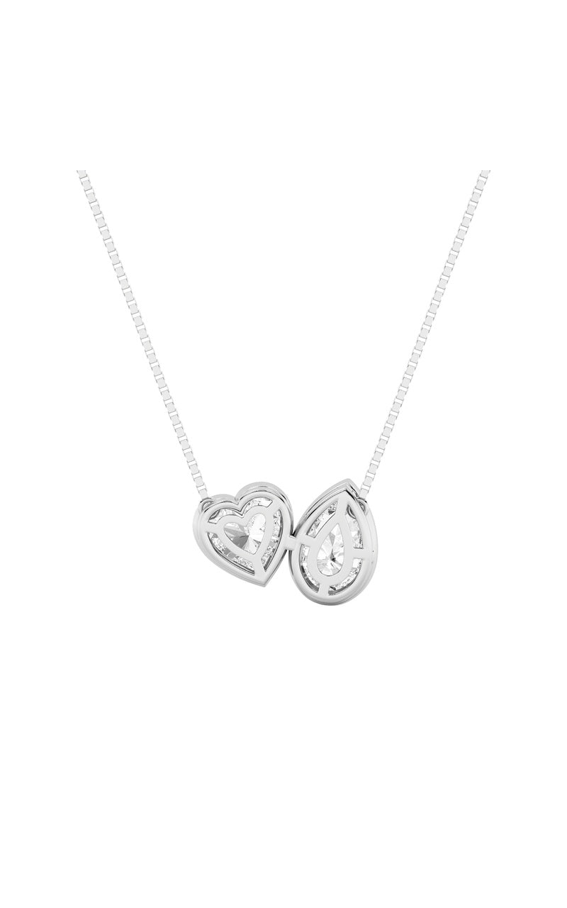 2CTW Pear Shaped Lab Grown Diamond (F/VS) Heart Shaped Necklace in 14K Gold