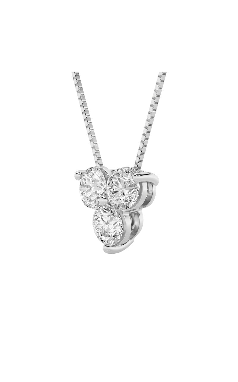 1CTW Round Shaped Lab Grown Diamond (F/VS) Three Stone Pendant in 14K Gold
