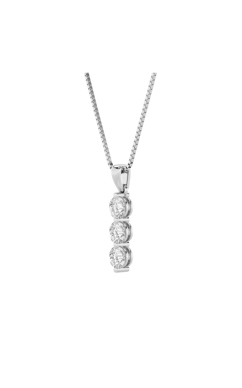 Vs) three stone pendant in 14k gold