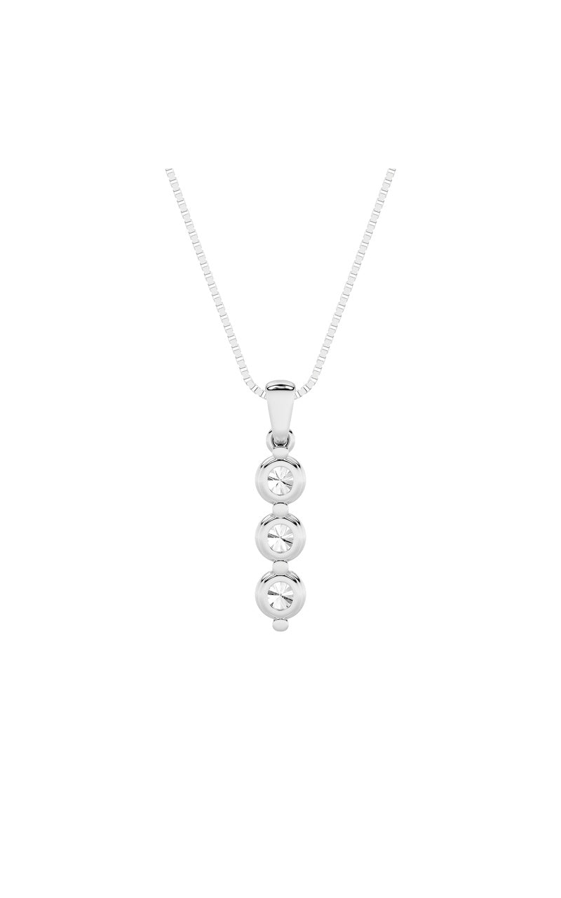 1CTW Round Shaped Lab Grown Diamond (F/VS) Three Stone Pendant in 14K Gold