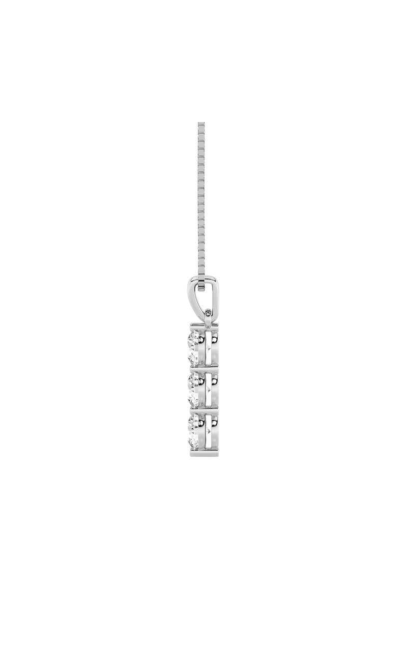 1CTW Round Shaped Lab Grown Diamond (F/VS) Three Stone Pendant in 14K Gold