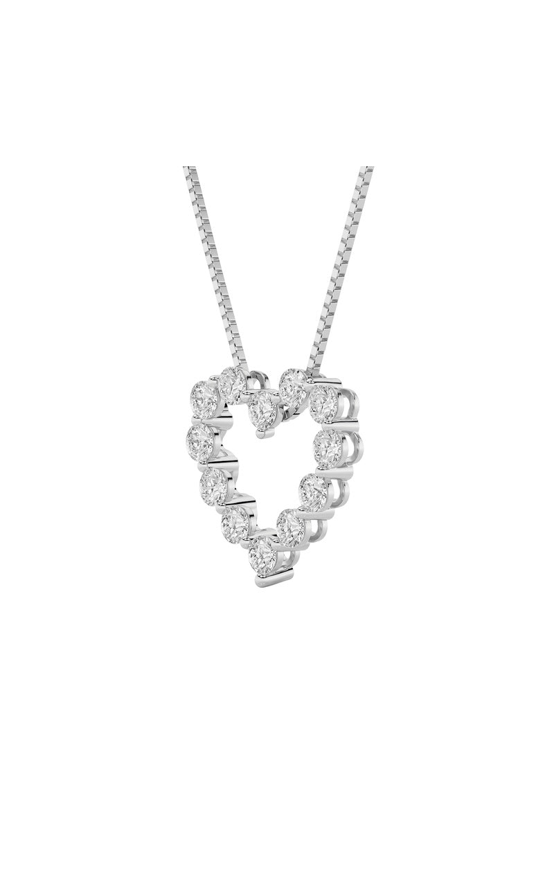 2CTW Round Shaped Lab Grown Diamond (F/VS) Heart Shaped Pendant in 14K Gold