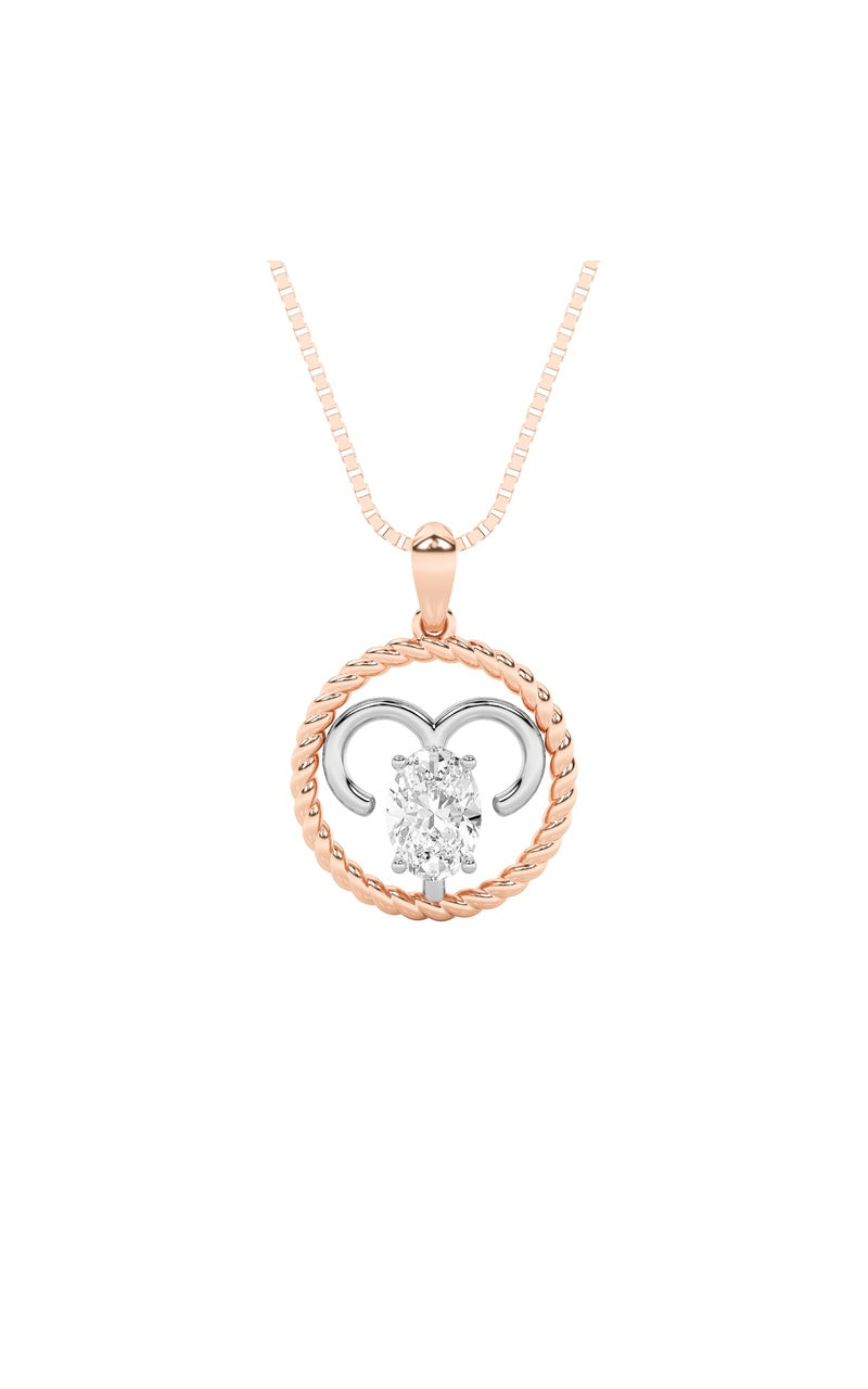1CTW Oval Shaped Lab Grown Diamond (F/VS) Zodiac Pendant in 14K Gold