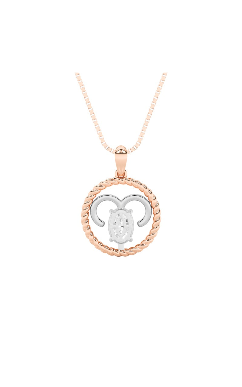 1CTW Oval Shaped Lab Grown Diamond (F/VS) Zodiac Pendant in 14K Gold