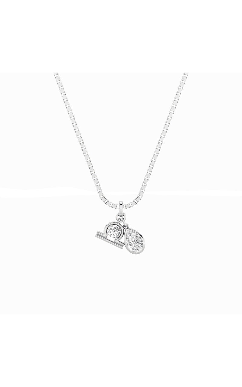 1CTW Pear Shaped Lab Grown Diamond (F/VS) Zodiac Pendant in 14K Gold