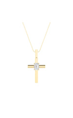 Load image into Gallery viewer, 0.5CTW Emerald Shaped Lab Grown Diamond (F/VS) Cross Pendant in 14K Gold
