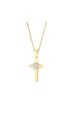 Load image into Gallery viewer, 0.5CTW Emerald Shaped Lab Grown Diamond (F/VS) Cross Pendant in 14K Gold
