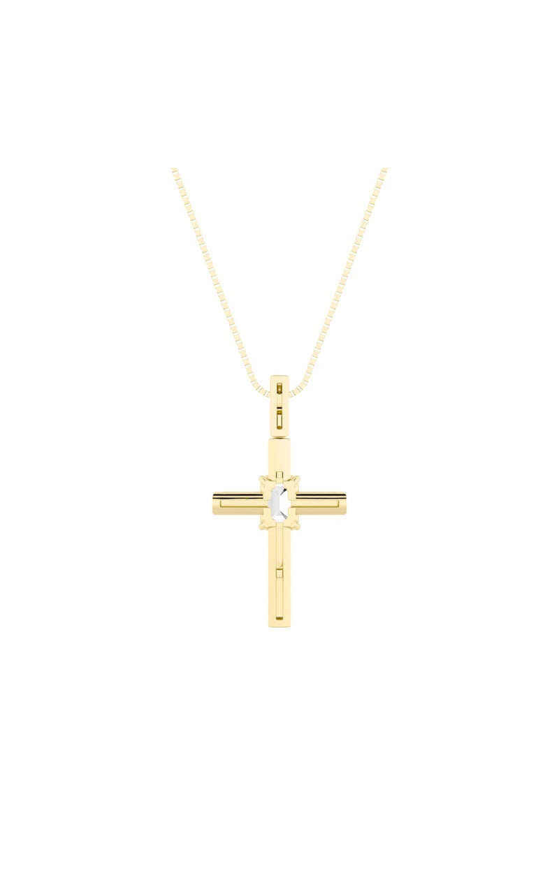 0.5CTW Emerald Shaped Lab Grown Diamond (F/VS) Cross Pendant in 14K Gold