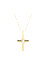 Load image into Gallery viewer, 0.5CTW Emerald Shaped Lab Grown Diamond (F/VS) Cross Pendant in 14K Gold

