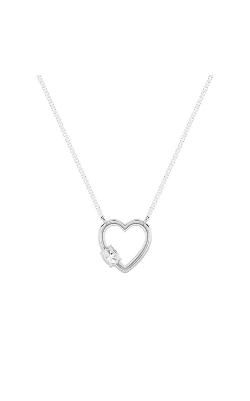 0.5CTW Oval Shaped Lab Grown Diamond (F/VS) Heart Shaped Necklace in 14K Gold