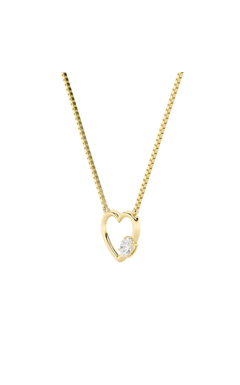 0.5CTW Oval Shaped Lab Grown Diamond (F/VS) Heart Shaped Necklace in 14K Gold