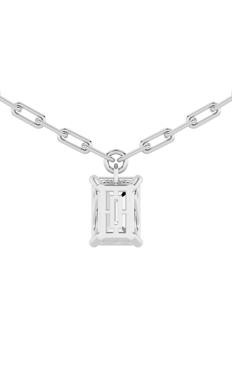 2CTW Emerald Shaped Lab Grown Diamond (F/VS) Strata Chic Collection Necklace in 14K Gold