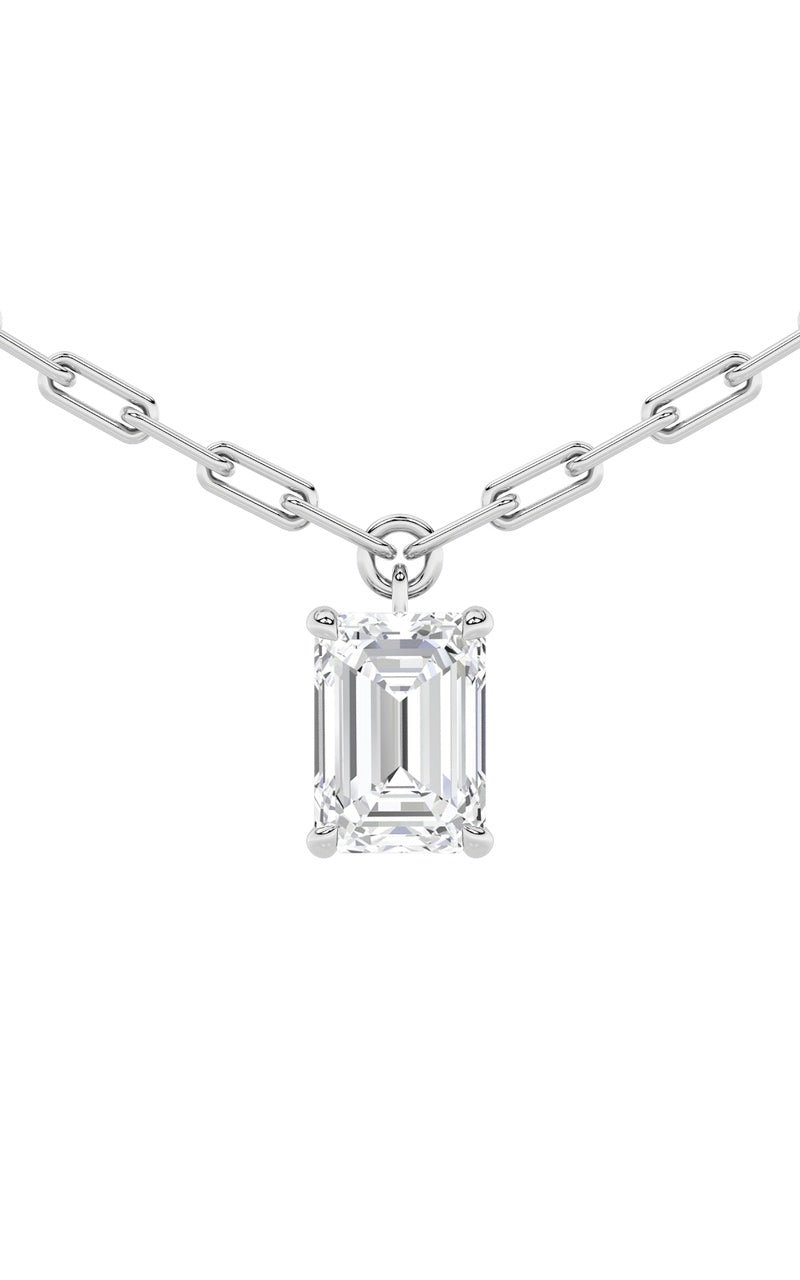 2CTW Emerald Shaped Lab Grown Diamond (F/VS) Strata Chic Collection Necklace in 14K Gold