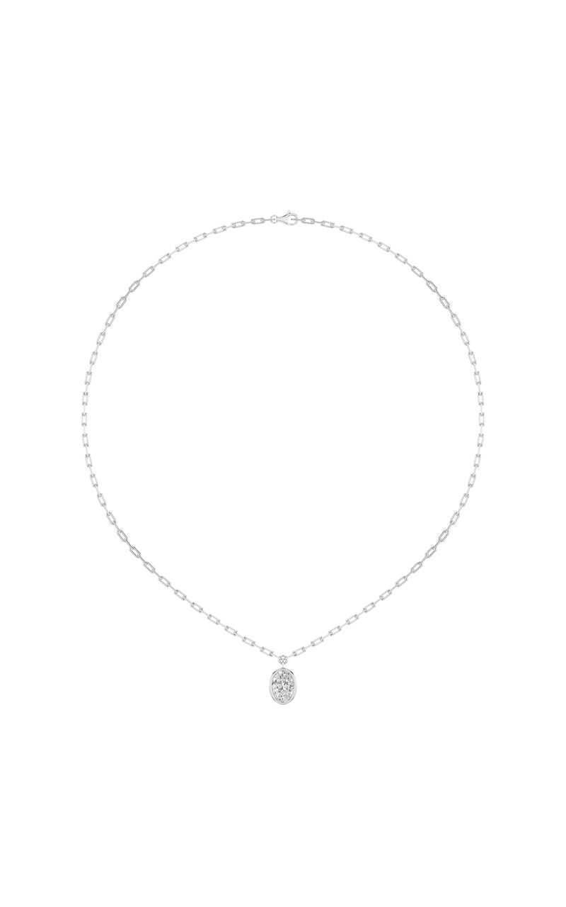 2CTW Oval Shaped Lab Grown Diamond (F/VS) Strata Chic Collection Necklace in 14K Gold